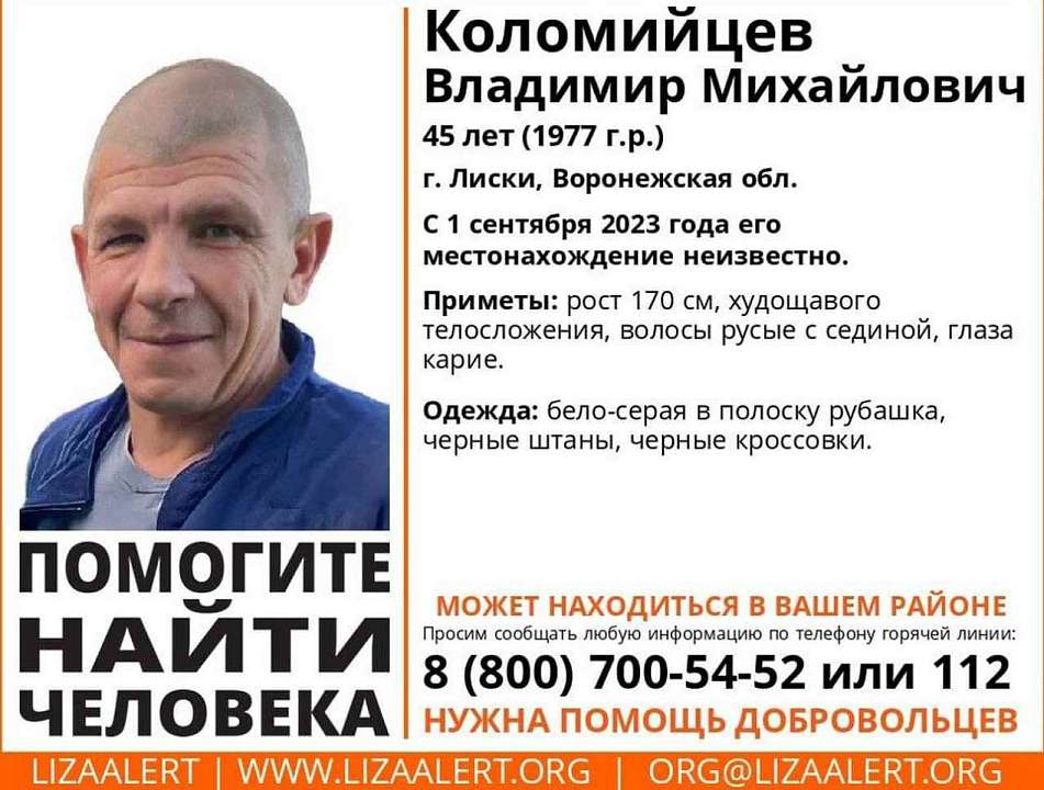 Пропавшего 45-летнего мужчину ищут в Воронежской области