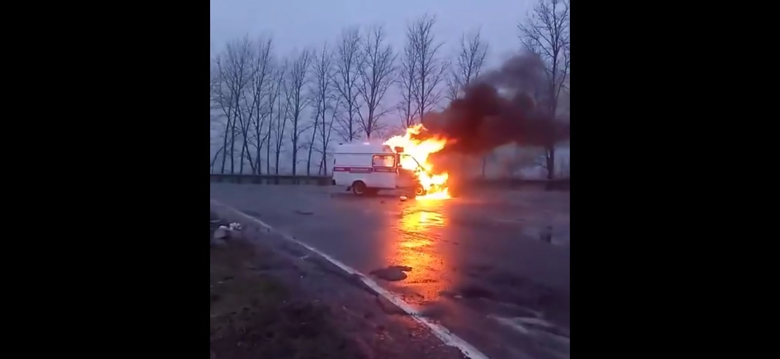 Сбили дрон в нижегородской. Газель загорелась скорая.