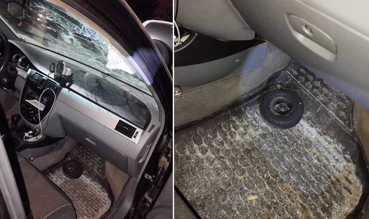 Лобовое стекло автомобиля пробило колесо от беспилотника в Воронеже