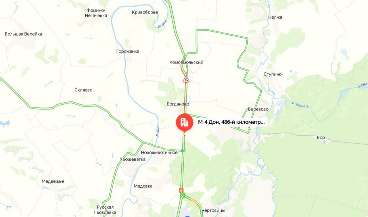 Участок трассы М-4 в сторону Воронежа встал в 5-километровой пробке