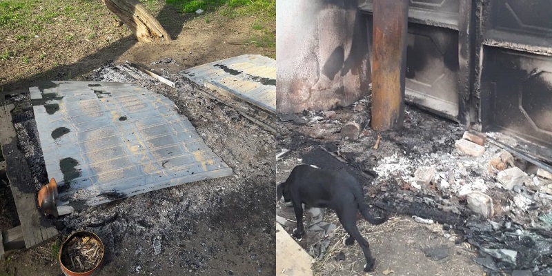В райцентре Павловск Воронежской области неизвестные сожгли собачьи будки