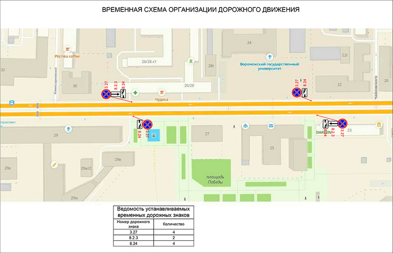 В Воронеже запретят парковку на проспекте Революции
