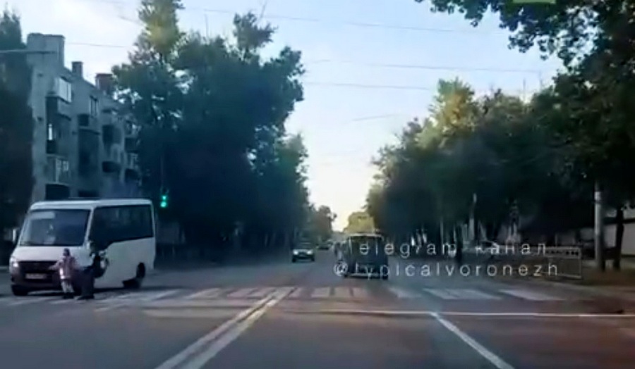 В Воронеже сняли на видео, как дети чуть было не угодили под колеса маршрутки