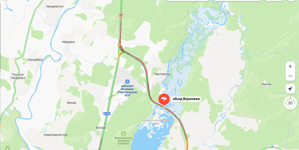 Движение на трассе «Обход Воронежа» сковала огромная пробка