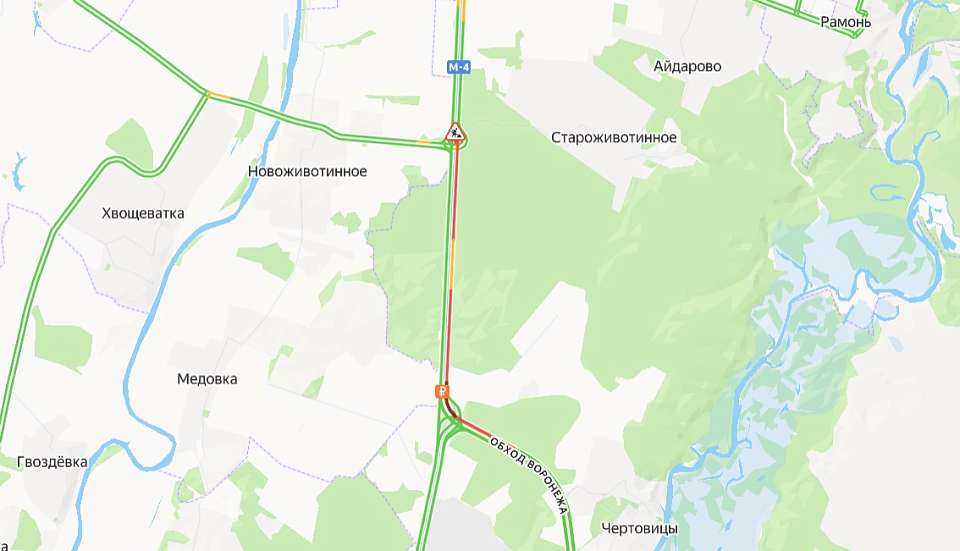 Выезд из Воронежа и трассу М-4 «Дон» сковала 9-километровая пробка