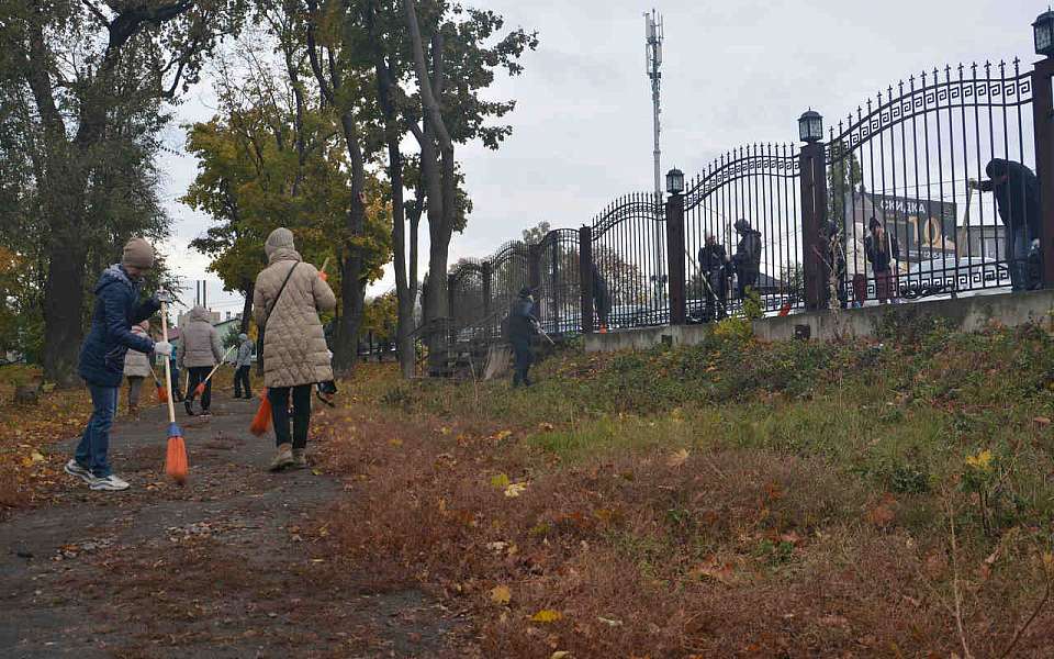 Территорию Бринкманского сада привели в порядок на субботнике депутаты и сотрудники гордумы Воронежа