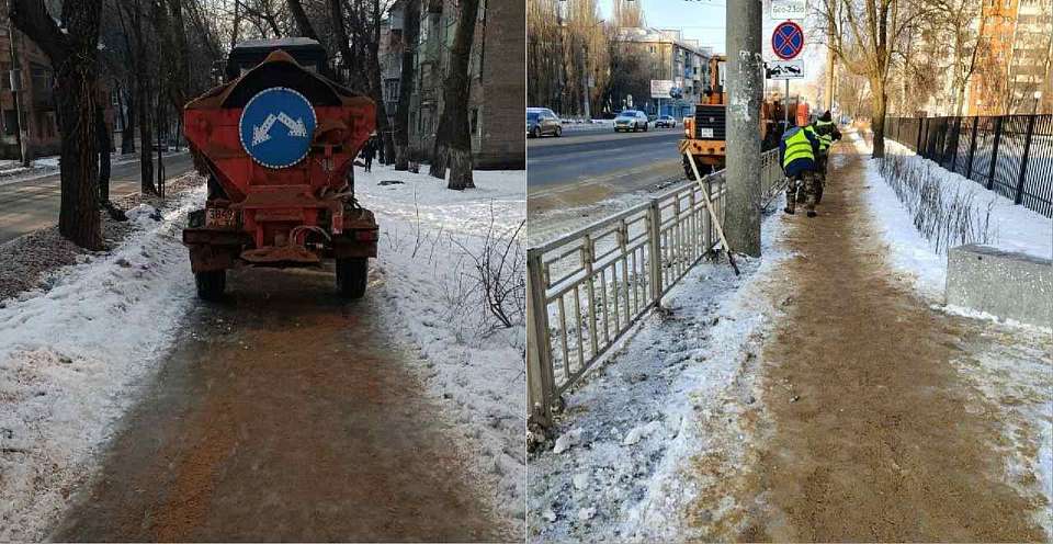 От снега и льда улицы Воронежа убирали 176 единиц техники и 265 работников ручного труда
