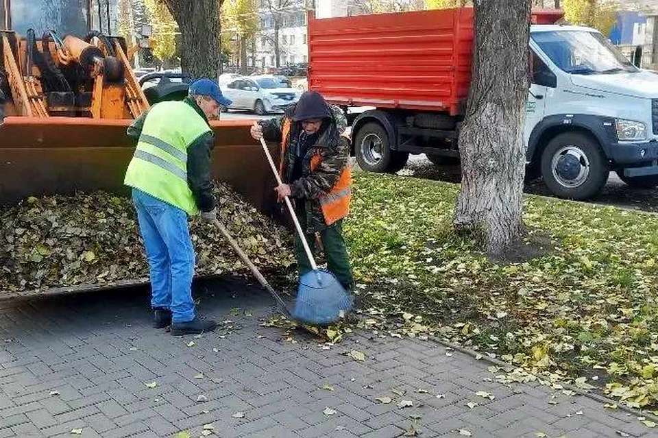 С улиц Железнодорожного района каждые сутки вывозят около 30 тонн листьев и пескосмёта