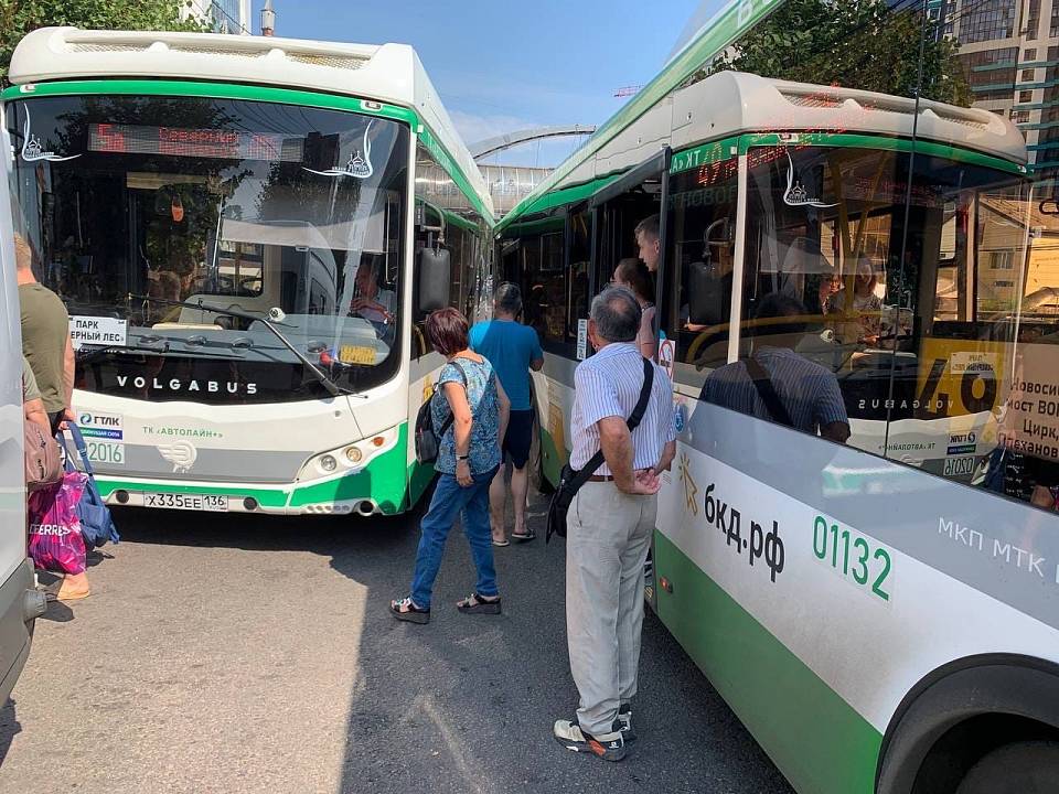 Два маршрутных автобуса столкнулись в Воронеже у Центрального автовокзала
