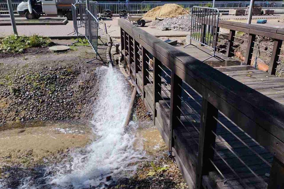 В Воронеже спускают воду из пруда в Центральном парке