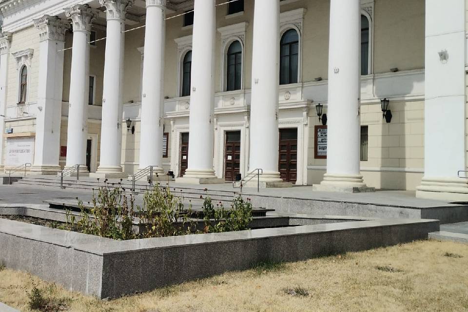 В отремонтированном Пушкинском сквере в центре Воронежа засохли цветы