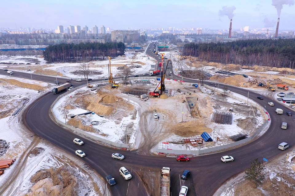 В Воронеже началось строительство двухуровневой развязки на Остужева