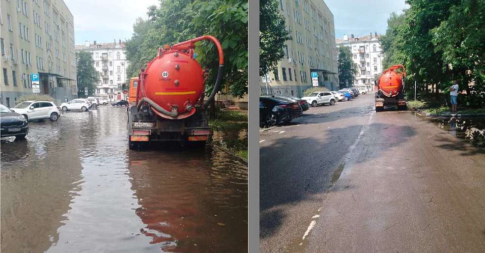 Улицы Воронежа затапливает второй день подряд после обильного дождя