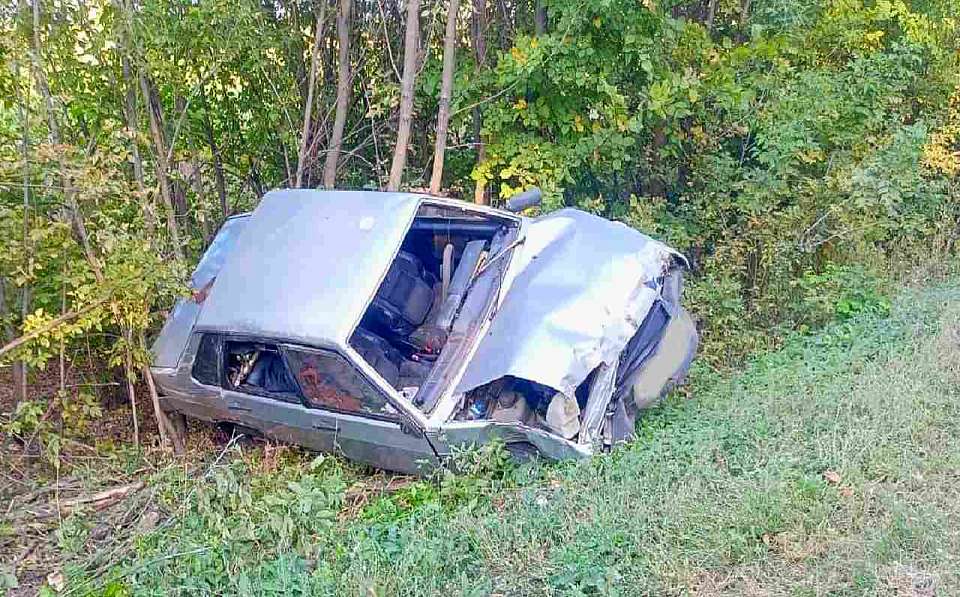 Пьяный водитель попал в больницу после опрокидывания автомобиля на воронежской трассе