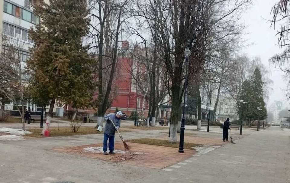 Полным ходом идет весенняя уборка в парках и скверах Воронежа