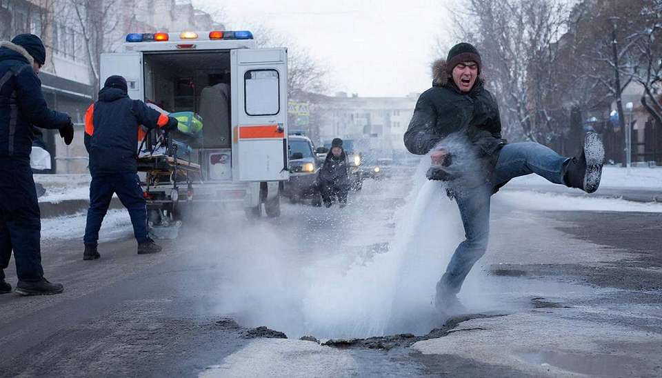 Кипяток из-под асфальта ошпарил ногу прохожему на левом берегу Воронежа