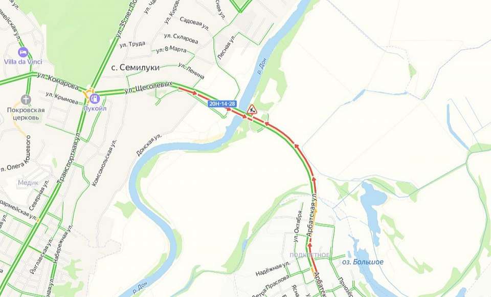 Пробка из-за ремонта на мосту через Дон образовалась на выезде из Воронежа
