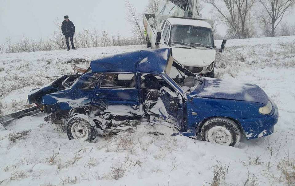 Автомобилистка пострадала в ДТП с грузовиком на заснеженной трассе в Воронежской области