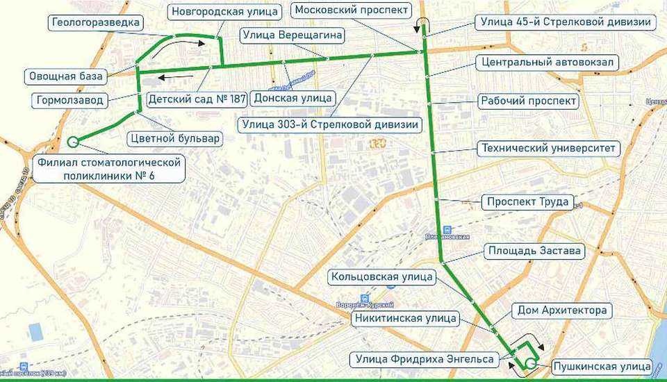 Новый автобусный маршрут №45 соединит филиал стоматполиклиники №6 с центром Воронежа