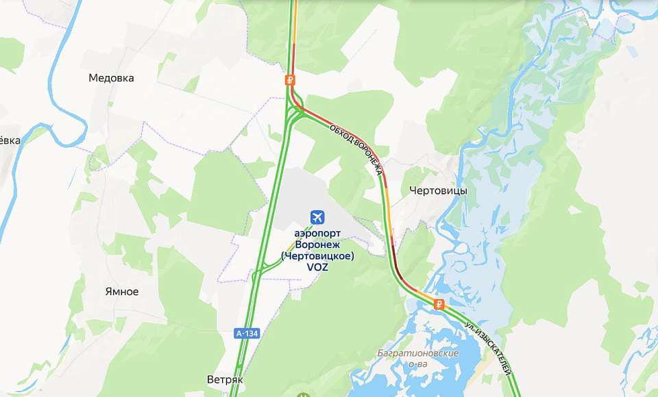 Многокилометровая пробка образовалась на трассе «Обход Воронежа»