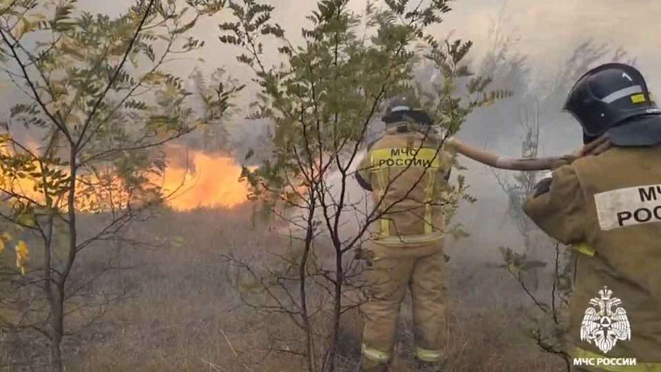 Под Воронежем в Ямном опять тушат возгорание сухой травы