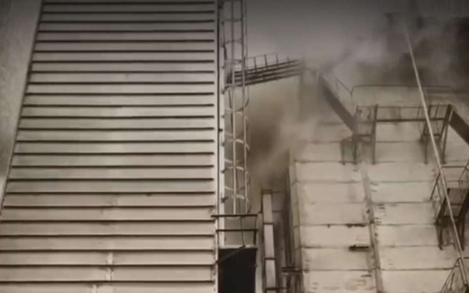 Видео пожара на элеваторе под Воронежем показали в МЧС