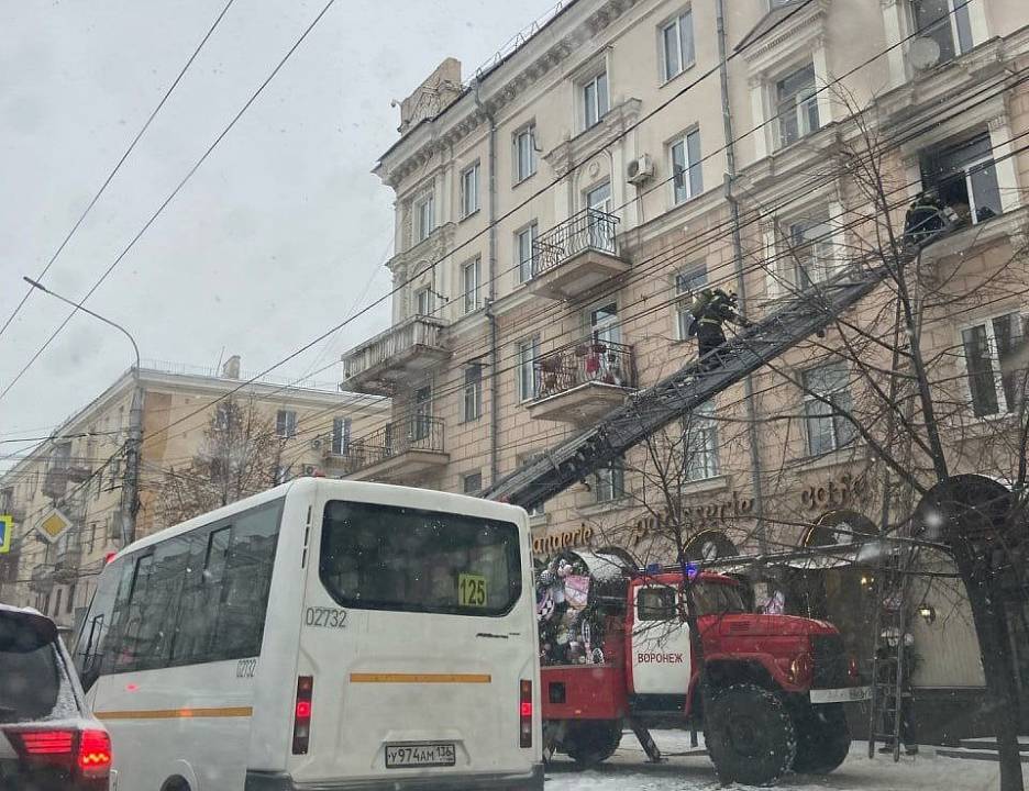 Из горящей квартиры в Воронеже эвакуировали человека с помощью автолестницы
