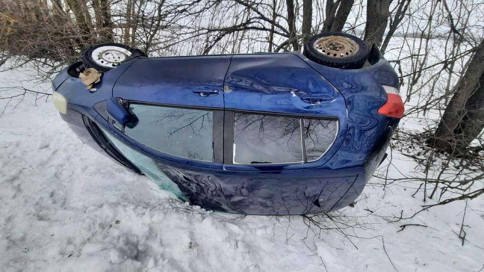 В перевернувшейся иномарке под Воронежем пострадала автомобилистка