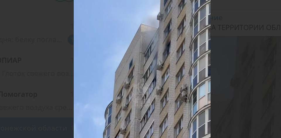 Пожар вспыхнул на 23-м этаже дома в воронежском ЖК "Дельфин"