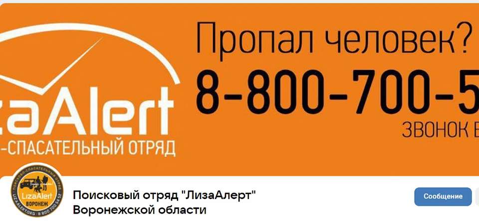 На поиск пропавших людей воронежский отряд «ЛизаАлерт» получил 1026 заявок за год 